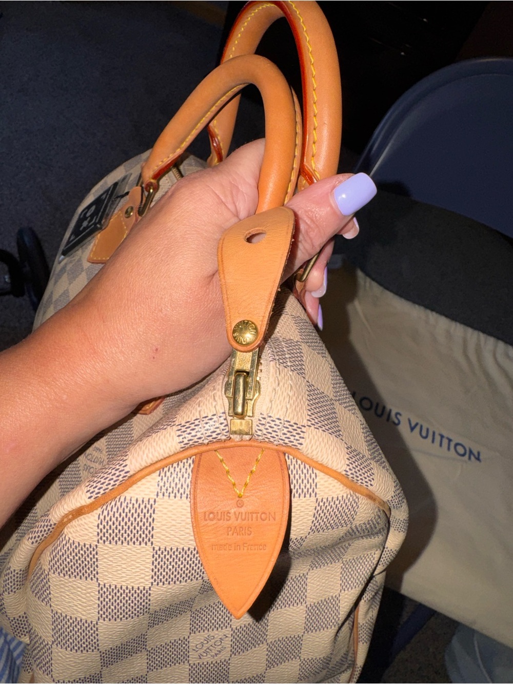 Louis Vuitton Damier Azur Speedy 30 Satchel in Cream and Tan with Gold Hardware - Picture 3 of 10